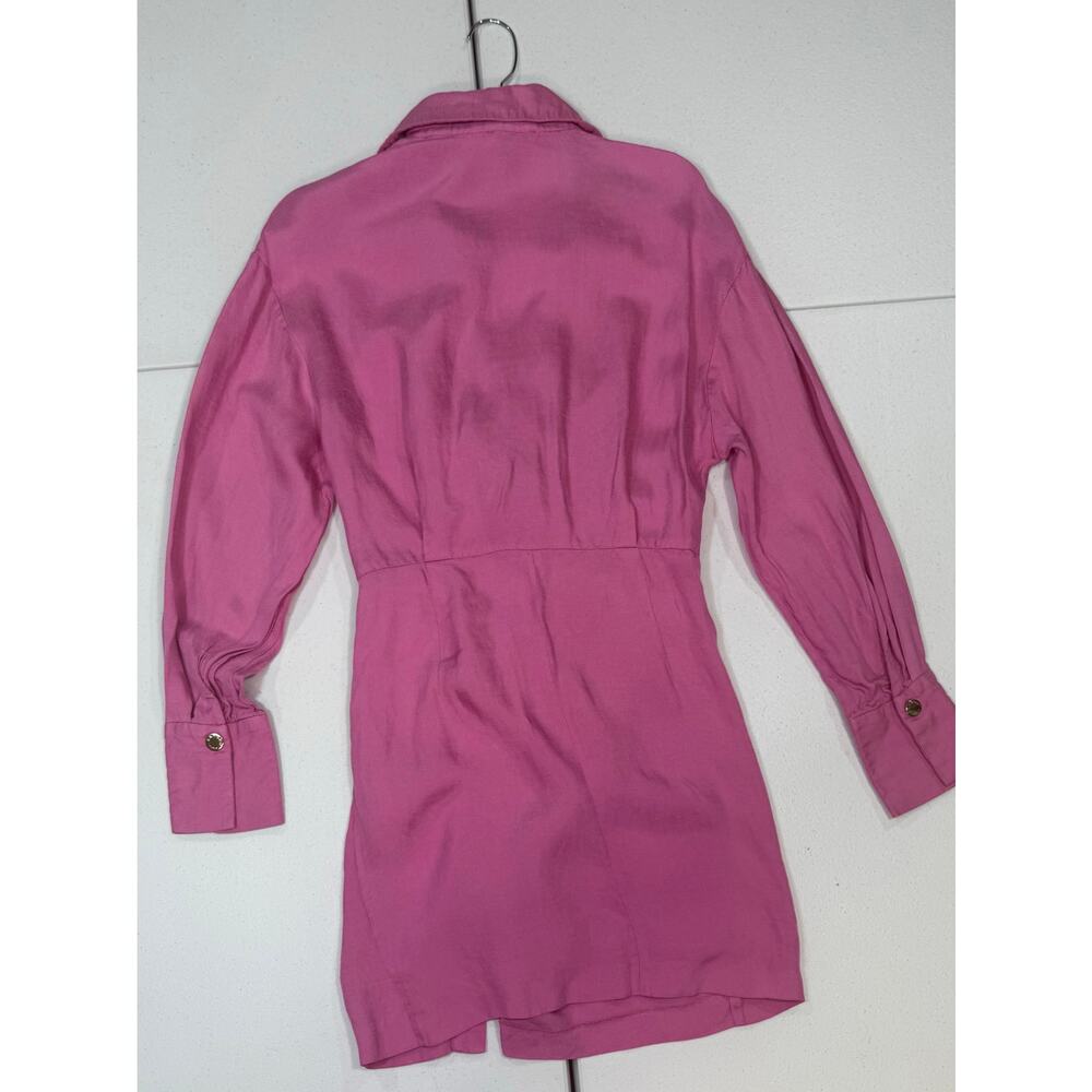 Sandro Elvira pink ruched mini dress long sleeve size 38 ( 4-6 ) - Picture 4 of 6